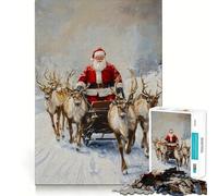 Puzzle di Babbo Natale e renne con slitta per ragazzi, 1000 pezzi, gioco intelligente e antistress con bordi affilati, regalo di compleanno (50x75cm)