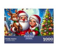 Puzzle di Babbo Natale per adulti e bambini: Babbo Natale e la signora Claus con le renne dai 12 anni in su, gioco educativo 38x26 cm/1000 pezzi