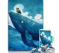 Puzzle di balene e gufi per adolescenti, puzzle da 1000 pezzi, antistress, per ammazzare il tempo durante le vacanze, con poster abbinato e foglio di quiz, 38x26cm