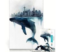 Puzzle di balene e paesaggi urbani per adulti,1000 pezzi,gioco di memoria e allenamento per la mente,taglio preciso,finitura di alta qualità,un modo coinvolgente per trascorrere il tempo libero