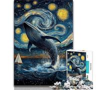 Puzzle di balene sotto il cielo notturno per adolescenti, puzzle da 1000 pezzi, gioco rompicapo, decorazione da parete, regali unici per compleanno e Natale (75x50cm)