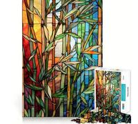 Puzzle di bambù con effetto vetrata, 1000 pezzi, per adolescenti, ideale per rafforzare la memoria, per una vita tranquilla e serena, con bordi di qualità e un tocco di Babbo Natale 38x52cm