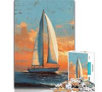 Puzzle di barche a vela dipinte a olio per adolescenti, puzzle da 1000 pezzi, gioco per famiglie, antistress, sfida difficile, regali di Babbo Natale segreto (50x75cm)
