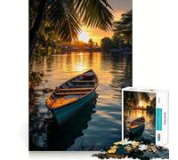 Puzzle di barche da pesca tailandesi per adulti, 1000 pezzi, gioco stimolante per la mente, calma e creatività 50x75cm