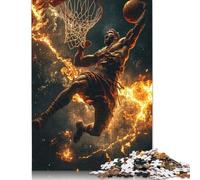Puzzle di basket infuocato, giocattoli di decompressione, puzzle rettangolare di carta per bambini e adulti dai 12 anni in su, regali di Natale 1000 pezzi (75x50 cm)