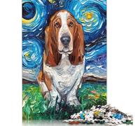 Puzzle di Basset Hound nella Notte Stellata per Adulti 1500 Puzzle Insoliti e Sfidanti per Bambini dai 12 Anni in su 1500 Pezzi (85x57cm)