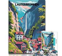 Puzzle di bellezza di Lauterbrunnen per adolescenti, puzzle da 1000 pezzi per adolescenti, aiuta il cervello ad allenarsi, giocattoli avvincenti per coltivare la pazienza, un'opera d'arte 75x50cm