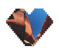 Puzzle di blocchi di mattoni con stampa di paesaggi di gola - puzzle a forma di cuore con immagini in legno