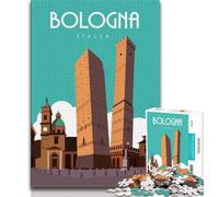 Puzzle di Bologna, Italia, per adolescenti, 1000 pezzi, per ammazzare il tempo durante le vacanze, ogni pezzo è unico, un gioco stimolante e divertente per tutta la famiglia, 50x75cm