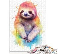 Puzzle di bradipo acquerellato per adulti, puzzle di carta, gioco di sfida per l'esercizio mentale, regali di intrattenimento, attività per famiglie, 1000 pezzi (75x50 cm)