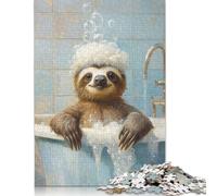Puzzle di Bradipo che fa il bagno, puzzle rettangolare di carta ad incastro preciso per bambini o bambine, regali di Natale 1000 pezzi (26x38 cm)