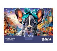 Puzzle di Bulldog Francese per Adulti da 1000 Pezzi in Carta Riciclata, Scena con Cappellino, Gioco Molto Difficile, Divertimento Famigliare Assicurato per Tutti, 52x38cm