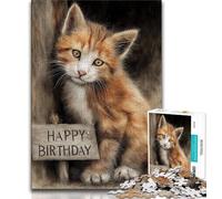 Puzzle di buon compleanno con gatto per adolescenti 1000 pezzi giochi educativi decorazioni per la casa ideali come regalo per tutta la famiglia (26x38cm)