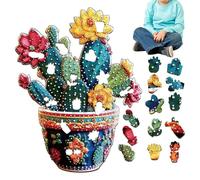 Puzzle di Cactus in Legno Colorato - Puzzle di Legno, Puzzle Artistico per il Ringraziamento tra gli amici | Ideale per Adulti, Ragazzi e Ragazze Amanti Della Famiglia Attività Amus