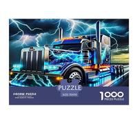 Puzzle di camion grandi per adulti e bambini: camion con luci al neon nella tempesta, giochi educativi da 1000 pezzi per decorazioni murali, 70x50 cm/1000 pezzi