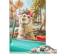 Puzzle di cammello alla guida di un'auto, livello difficile, 100% in cartone riciclato, per donne e uomini, regalo per la festa del papà, 1000 pezzi (75x50 cm)