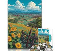 Puzzle di campi di girasoli per adulti e adolescenti, giocattolo educativo intellettuale decomprimente, regalo di compleanno, regali, arte murale 38x26cm