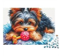 Puzzle di cane carino con cucciolo floreale,giocattolo da masticare,1000 pezzi,cartone di alta qualità,antistress,incorniciabile,regalo di festa per appassionati,adulti,coppie,70x50 cm/1000 pezzi