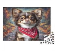 Puzzle di Cane Dolce, 1000 Pezzi, Carta Riciclata, Chihuahua con Fazzoletto Rosso in Scena Vivida, per Adulti, Regalo Divertente e Attività per la Casa, Ottima Idea Regalo, 70x50cm/1000pcs