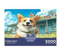 Puzzle di Cane Dolce per Adulti, 1000 Pezzi, Corgi vicino a Casa Colorata con Collare, Gioco Educativo, Antistress, Gioco in Famiglia, Ottima Idea Regalo, Corgi vicino a Casa Colorata con Collare