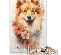 Puzzle di cani ad acquerello, puzzle rettangolare di alta qualità in carta riciclata al 100%, per donne e uomini, 1000 pezzi (75x50 cm)