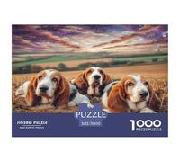 Puzzle di cani carini da 1000 pezzi - Basset Hounds (tre tramonti) Puzzle impegnativi, per uomini e donne Ottima idea regalo 70x50cm/1000 pezzi
