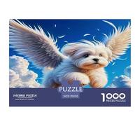 Puzzle di cani carini per adulti: cane alato che vola nel cielo, 1000 pezzi per donne, regali per uomini, 70x50 cm/1000 pezzi