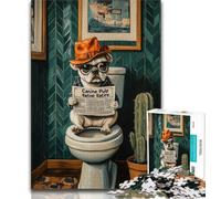 Puzzle di cani nel water per adulti e adolescenti, difficili da completare ma divertenti e spiritosi, regalo di compleanno, regali, arte murale (75x50cm)