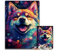 Puzzle di carta a forma di cane con la psichedelia colorata del cielo stellato 1000 pezzi per adulti puzzle di carta sfida per la mente regalo attività educativa per adolescenti 1000 pezzi (38x26 cm)