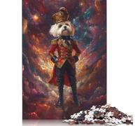 Puzzle di carta ad incastro preciso con cane maltese schiaccianoci cosmico in uniforme, per bambini o bambine, regali di Natale 1000 pezzi (38x26 cm)