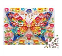 Puzzle di carta colorato con farfalle, 1000 pezzi, motivo floreale con ali di farfalla, gioco educativo per adulti, bellissima decorazione, difficile e stimolante di compleanno. 52x38cm