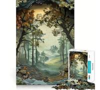 Puzzle di carta con cornice raffigurante una foresta, 1000 pezzi, per ragazzi, per rafforzare la memoria, alleviare la tensione, bordi lisci, sorpresa natalizia (38x52cm)