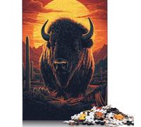 Puzzle di carta da 1000 pezzi "Bisonte al tramonto nel deserto" per adulti, puzzle per adulti, puzzle di forme uniche, regali, puzzle per giochi di famiglia 38x26 cm/1000 pezzi