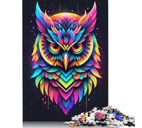 Puzzle di carta da 1000 pezzi con gufo colorato al neon per adulti, puzzle rettangolare creativo, gioco di sfida per l'esercizio del cervello, regalo 38x26 cm/1000 pezzi