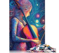 Puzzle di carta da 1000 pezzi con ragazza che suona la chitarra per adulti, puzzle rettangolare creativo, gioco di sfida per l'esercizio del cervello, regalo 38x26 cm/1000 pezzi
