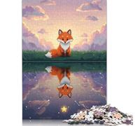 Puzzle di carta da 1000 pezzi con volpe riflessa su acqua stellata, puzzle di carta per adulti e adolescenti dai 12 anni in su, regali di Natale, 1000 pezzi (75x50 cm)