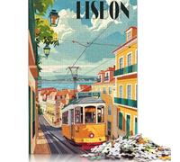 Puzzle di carta da 1000 pezzi del tram di Lisbona per adulti e adolescenti dai 12 anni in su, 38x26 cm/1000 pezzi