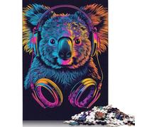 Puzzle di carta da 1000 pezzi Koala con cuffie e occhiali da sole per adulti, regali di Halloween, puzzle, gioco educativo, giocattolo, 1000 pezzi (75x50 cm)