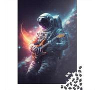 Puzzle di carta da 1000 pezzi per adulti Astronauta che suona la chitarra Puzzle quadrato per bambini Giochi per famiglie Regali di Natale 38x26 cm/1000 pezzi