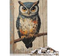 Puzzle di carta da 1000 pezzi per adulti, dipinto di gufo su pannello di carta, puzzle quadrato per bambini, giochi per famiglie, regali di Natale, 38x26 cm/1000 pezzi