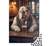 Puzzle di carta da 1000 pezzi, puzzle bulldog inglese, attività per famiglie, regali di Natale, 38x26 cm/1000 pezzi