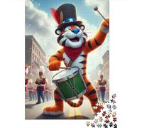 Puzzle di carta da 1000 pezzi, puzzle con tigre che suona il tamburo, attività per la famiglia, regali di Natale, 38x26 cm/1000 pezzi
