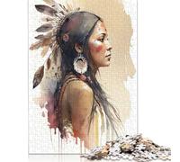 Puzzle di carta da 1000 pezzi raffigurante una donna indiana dipinta a olio, per adulti, regali di Natale, gioco educativo, sfida, giocattolo, 1000 pezzi (75x50 cm)