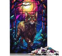 Puzzle di carta da 1000 pezzi The Anggora Cat Wild Night per adulti e dai 18 anni in su, gioco educativo 38x26 cm/1000 pezzi