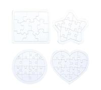 Puzzle di carta da colorare fai da te per bambini, modelli bianchi per graffiti con 1 quadrato, 1 cerchio, 1 pentagono e 1 cuore, ideali per attività artistiche e artigianali per bambini