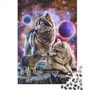 Puzzle di carta difficile da 1000 pezzi per adulti con lupi del cielo stellato, regali per la vigilia di Natale, 1000 pezzi (38x26 cm)