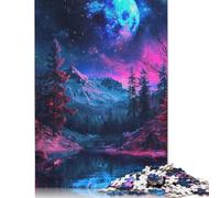 Puzzle di carta difficile per adulti, 1000 pezzi, natura invernale al neon, regali per la vigilia di Natale, 1000 pezzi (75x50 cm)