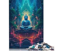 Puzzle di carta fai da te con graffiti colorati, motivo Buddha, puzzle rettangolare per regalo di compleanno per bambini o bambine, 1000 pezzi (75x50 cm)