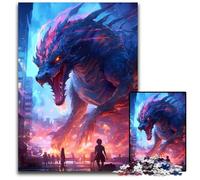 Puzzle di carta per adulti con attacco di mostri draghi puzzle fai da te gioco perfetto per famiglie o regalo decorativo 1000 pezzi (38x26 cm)