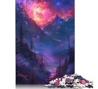 Puzzle di carta rettangolare ad incastro preciso, motivo "Tramonto nella foresta nebbiosa", per bambini e bambine, regali di Natale 1000 pezzi (75x50 cm)
